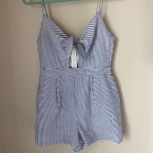 Bkue and white Stripped romper
